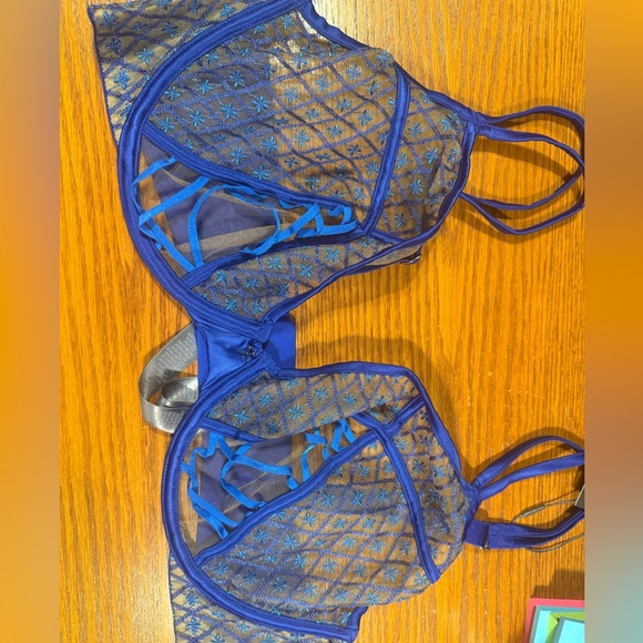 Savage X Fenty 42 D lil’ tied up cobalt blue bra NWT - Picture 3 of 6